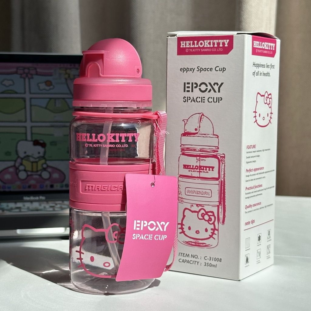 Sanrio Straw Water Bottle Hello Kitty Pochacco Anime Creative 316