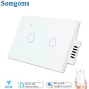2 Gang 1 2 Way US Standard Wifi Smart Lights Wall Touch Switch Tuya APP Voice Remote Control Wireless Lamp Smart Home Switch