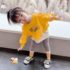 Quick Shipment Ready Stock GMN Girls Influencer Suit 2021 New Style Girl Baby Autumn Clothes Children Spring Fashionable Sweat