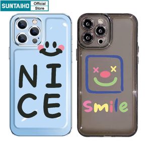 Suntaiho Fashion Simple Creative NICE Smiley Pattern High Clear Soft Case Compatible for iPhone 11 Pro Max 13 12 11 14 Pro X XS XR XSMAX 7 Plus 8 Plus Shockproof Casing