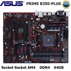 Socket AM4 DDR4 ASUS PRIME B350-PLUS Motherboard AMD B350 DDR4 64GB PCI-E 3.0 USB3.1 M.2 Original Desktop Used Mainboard DDR4