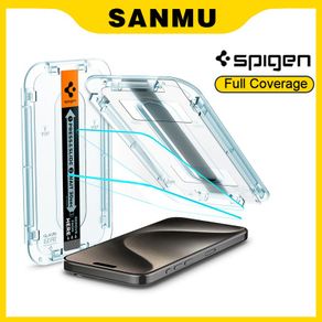 [2 Pack] Spigen i Phone 15 Pro Max Tempered Glass Glas.tR EZ Fit Full Coverage iPhone 15 Pro Max Screen Protector