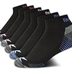 Reebok Women's Comfort Cushioned Athletic Quarter Cut Socks (6 Pack), Size 4-10, Black/Grey Multi