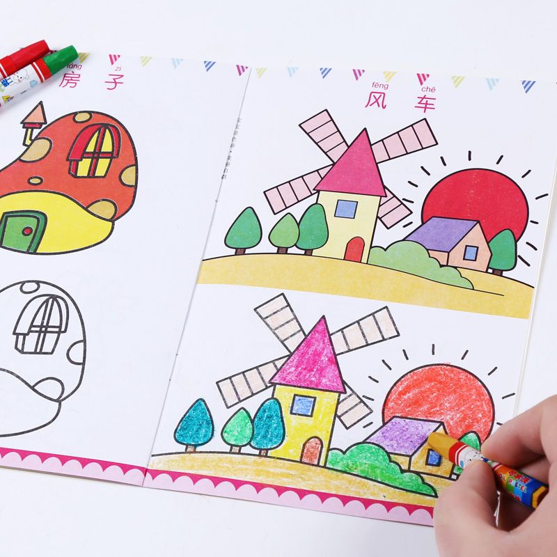 Portable Children Watercolor Painting Book 12/20Sheets Gouache Graffiti  Picture 1 Pen Coloring Water Drawing Books Set Kids Toys