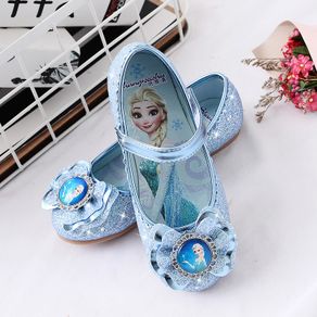 Disney children's flat shoes girls cartoon elsa princess crystal shoes baby soft sole shoes frozen casual shoes