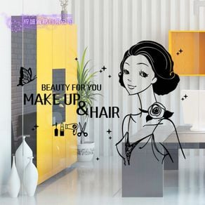 Hair Salon Wall Decal Sticker Hair Shop Scissor Vinyl Window Decals Decor Mural Hairdresser Glass Beauty Salon Sticker