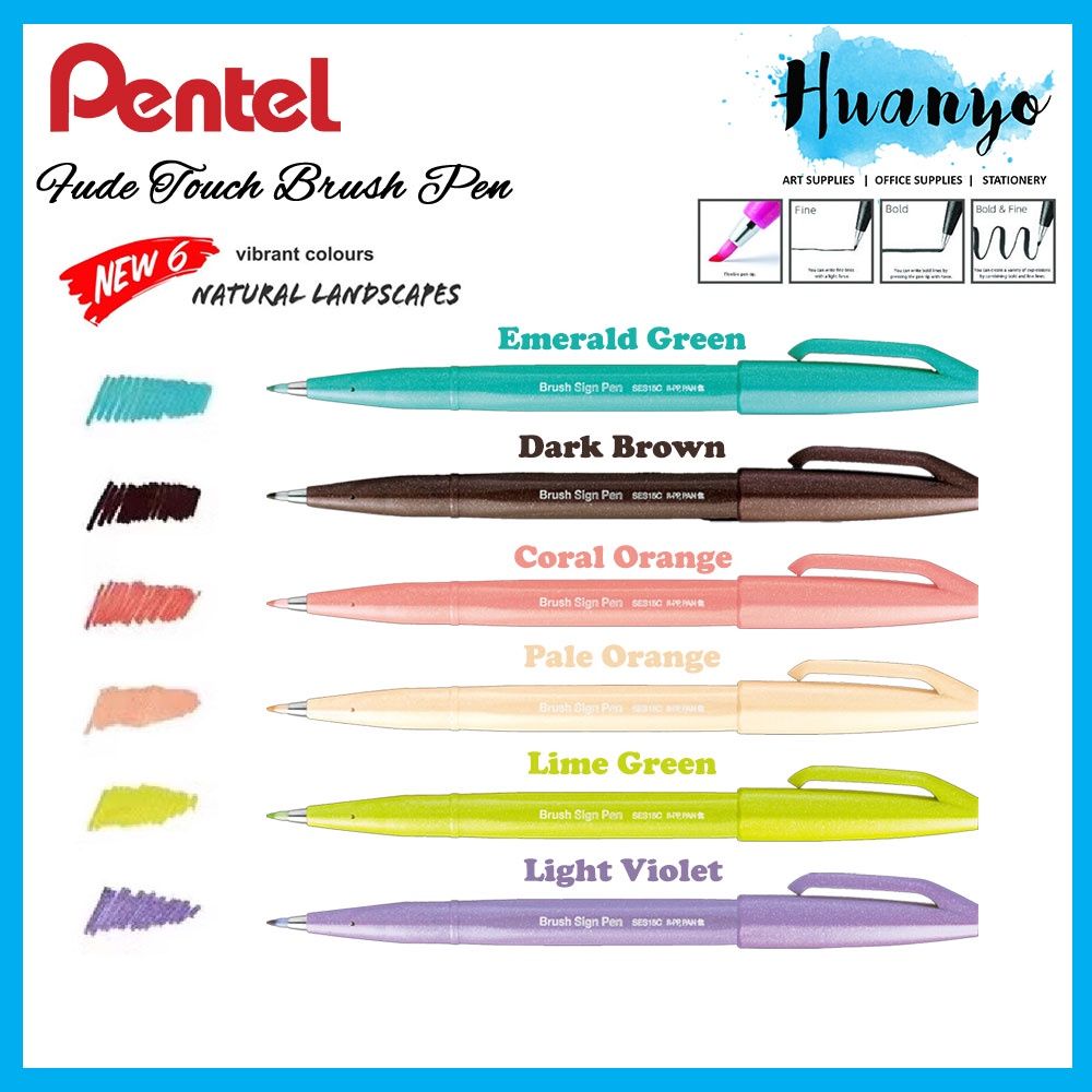 Pentel Touch Colorful Brush Sign Pen Set 6/12 Colors Set SES15C