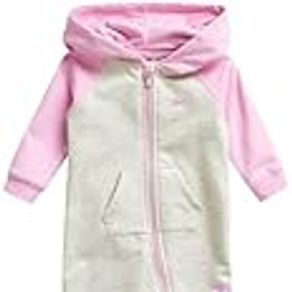 Reebok Baby Girls' Layette Coveralls - Fleece Long Sleeve Sleep N' Play Romper, Oatmeal Heather Pink, 6-9 Months