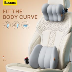 Baseus Car Headrest Waist Pillow 3D Memory Foam Seat Support Car Cooling Headrest for Home Office Neck Rest Breathable Car Back Lumbar Cushion