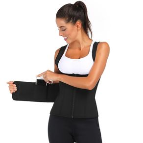 Women Waist Trainer Corset Zipper Vest Body Shaper Cincher Tank Top with Adjustable Straps Slimming Trimmer Corset Workout Thermo Push Up Yoga Shirt