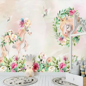 Milofi custom 3D wallpaper murals cute children's background wall pony hand-painted fresh Nordic decorative wallpaper