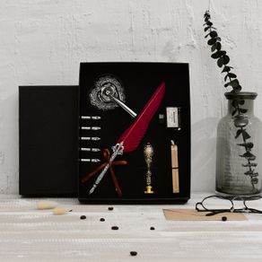 Vintage Calligraphy Feather Dip Pen Quill Pen Wedding Writing Ink Set Fountain Pen Stationery Gift Box