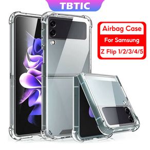 TBTIC For Samsung Galaxy Z Flip 5 4 3  Z Flip 1 2 Hard Slim Clear Airbag Case Casing Cover Transparent Full Coverage Shockproof