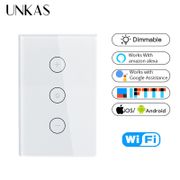 UNKAS Tuya Smart Life APP Remote Control Work With Alexa And Google Wifi Wall Touch Light Dimmer Switch EU / UK / US Standard