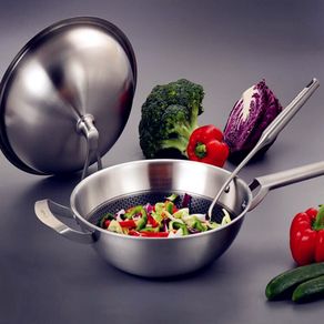 2017 304 stainless steel pans Uncoated no smoke nonstick skillet small frying pan A variety of styles