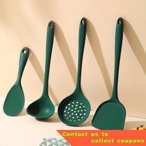 1pc Beige Wooden Handle Silicone Spatula Set Suitable For Non-stick Pans  High Temperature Resistance Cooking Utensils, Including Frying Spatula And  Soup Spoon. Suitable For Traveling, Outdoor Activities And Home Use.