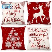 [Hot Sale][In Stock]Christmas Pillow Covers 18x18 Set of 4 Christmas Decorations Farmhouse Throw Pillowcase Cushion Case for Home Decor