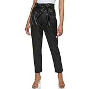 DKNY Women's High Tie Waist Cold Weather Formal Pants, Black