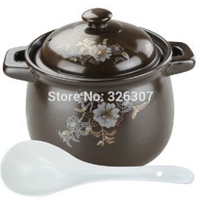 Chinese 5.5L big ceramic sand pot cookware stock porridge earthen pot saucepan marmite stew soup tureen casserole