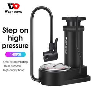 WEST BIKING Bicycle Pump 140Psi High Pressure Foot Pump For Bike Motorcycle Presta Schrader Valve Air Pump with Accurate Gauge Portable Compact Cycling Inflator