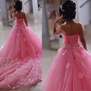 Pink Little Flower Girls Dresses 3D Flower Petals Sleeveless Girls Pageant costume enfant ma Lovely costume enfant mariage