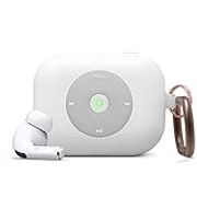 elago AW6 AirPods Pro Case, Classic Music Player Design Case with Keychain (White)