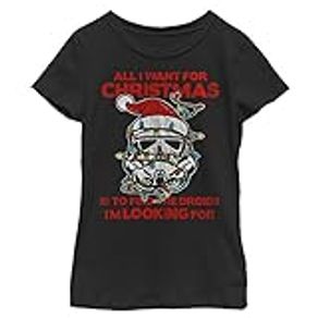 STAR WARS Christmas Trooper Girls Short Sleeve Tee Shirt, Black