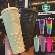 ins style Limited Starbucks Tumbler Reusable Straw Cup Frosted Durian Series Diamond Studded Cup Starbucks cup <cynt>