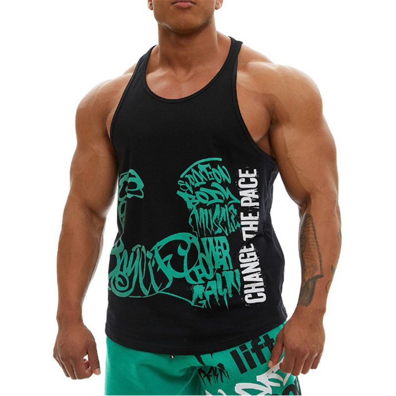 Men Bodybuilding Tank Tops Gym Workout Fitness Cotton Sleeveless Shirt  Running Vest Stringer Singlet Male Summer Sports Clothes