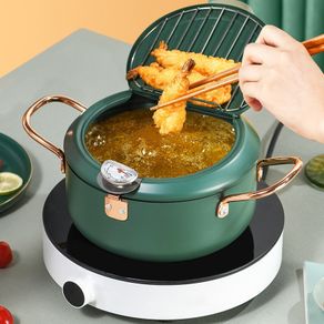 Deep Frying Pot Tempura Fryer Pan Temperature Control Fried Chicken Pan