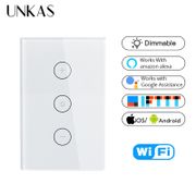 UNKAS Tuya Life Wifi Smart Wall Touch Light Dimmer Switch EU/UK/US Standard APP Remote Control Work with Alexa And Google