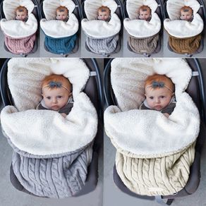newborn Sleeping Bag infant winter warm Thickening Plus Velvet Knit Warm Sleeping Bag Wool Stroller Sleeping Blanket