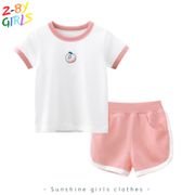 2-8 years old 2021 Korean summer new children's short sleeve Suit Girls' short sleeve T-shirt shorts two piece set