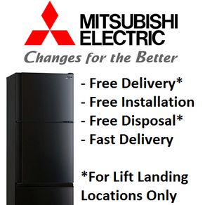 MITSUBISHI MR-V50E2G 358L SHINY BLACK 3 DOOR TOP FREEZER REFRIGERATOR