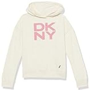 DKNY Girls' Big Long Sleeve Pullover Sweatshirt, Oatmeal Heather, X-Large