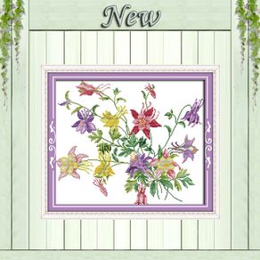 Flowers Blooming Counted Cross Stitch 11CT 14CT Cross Stitch Set Cross-stitch Kit Embroidery Needlework