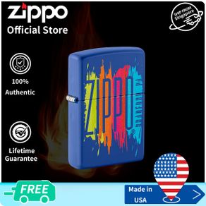 Zippo Classic Logo Design Royal Blue Matte Windproof Pocket Lighter |Zippo 48138 (Lighter Without Fuel Inside)