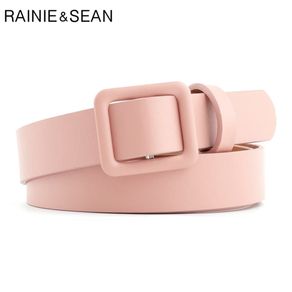 RAINIE SEAN Pink Women Belt No Holes Waist Belt Female Solid Solid Red Black Camel White Girls Belt Fashion Accessories