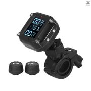 [T&H] Waterproof Motorcycle Tire Pressure Monitoring System 7 Alarm Modes Wireless TPMS Auto Wake Up and Sleep Magnetic Charging Port with 2 External Sensors