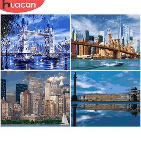 HUACAN Painting By Numbers City Landscape Pictures Gift Kits Drawing Canvas HandPainted Home Decor