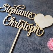 Personalized Wedding Cake Topper Custom Couple Names Cake Topper Rustic Wedding Decor Wooden Cake Topper
