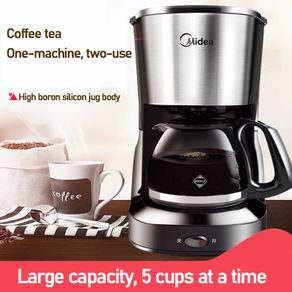 Midea Coffee Machine Home Small Automatic Coffee Pot American Drip Coffee Brewing Tea Dual-use