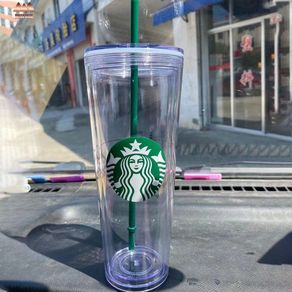 Starbucks Double-Layer Transparent Plastic Straw Cup