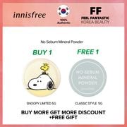 [BUY 1 FREE 1]Innisfree No Sebum Mineral Powder 5g x Peanuts Snoopy Edition 5g,Oil Control,Hair Powder