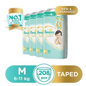 [Carton] Pampers Premium Care Tape M (6-11kg) Japan diapers, 52 X 4 packs
