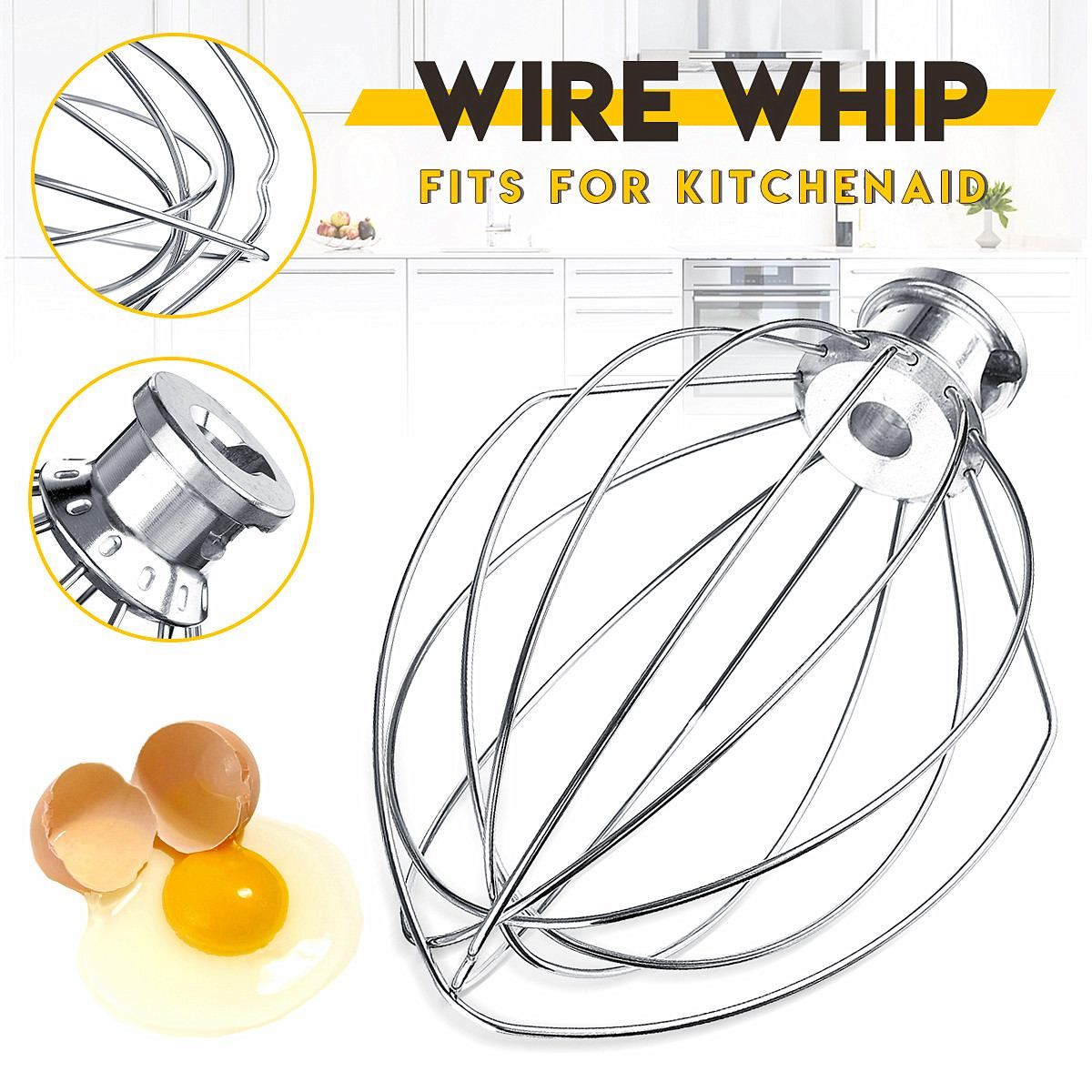 K5AWW Wire Whip Steel Wire Whisk Stainless Steel Egg Beater Mixer Mixing  Head 5QT for American