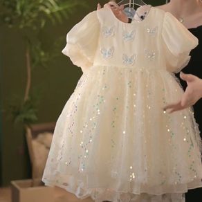 Girls Summer Dress 2023 New Sweet Butterfly Chiffon Skirt Princess Style for Stylish Girls