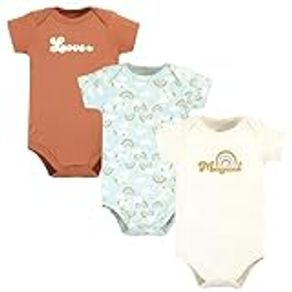 Hudson Baby Unisex Baby Cotton Bodysuits, Magical Rainbow 3-Pack, 0-3 Months, Magical Rainbow 3-pack, 0-3 Months
