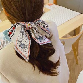 Parsimonious A1-12# Korean Fashion Ins Ponytail Hair Tie Elegant Wrist Silk Scarf Ribbon Bow Head Rope Hairband Hair Accessories WJ1117-A