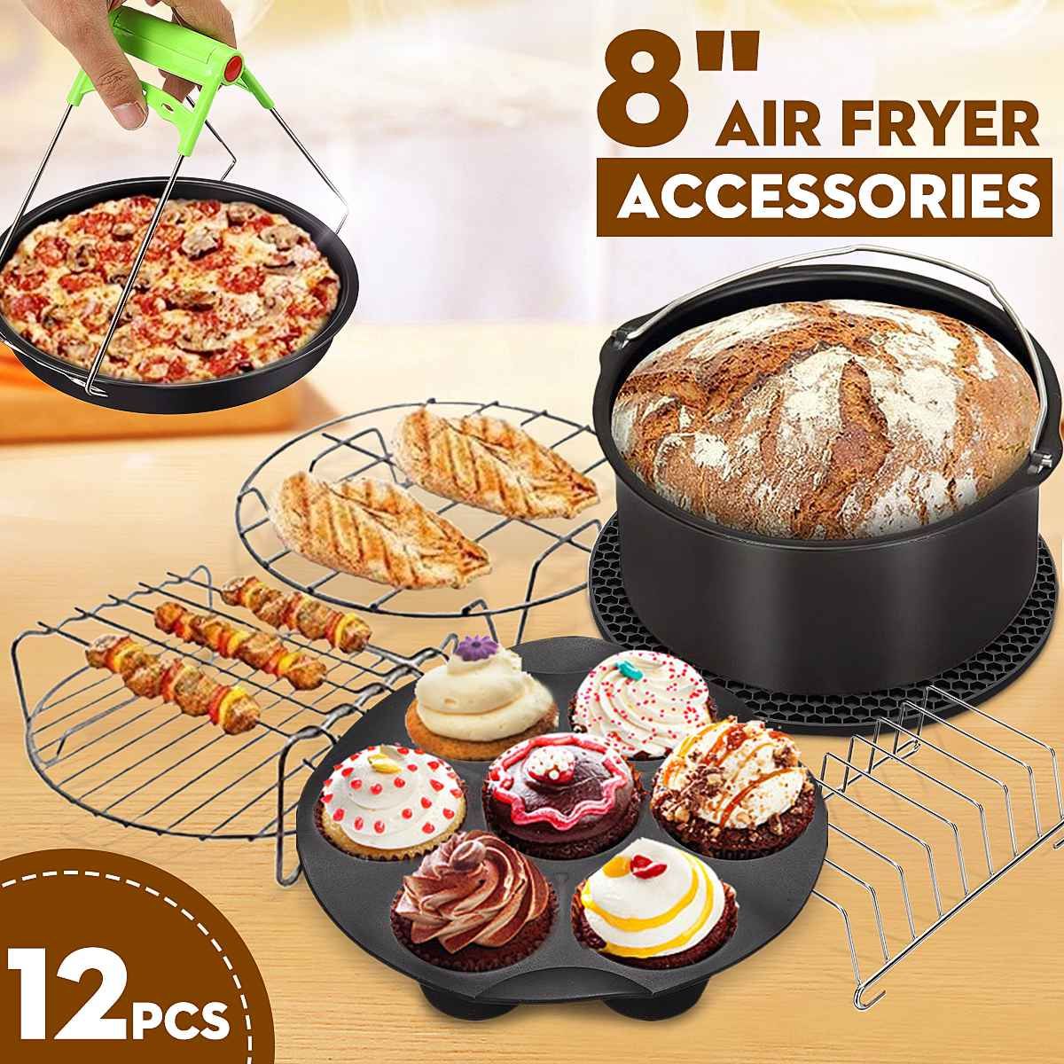 13pcs Air Fryer Accessories 9 Inch Fit For Airfryer 5.2-6.8qt